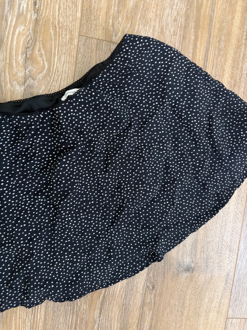 American Eagle Outfitters Black Mini Skater Skirt with White Polka Dots